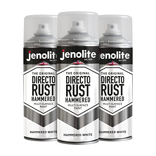 JENOLITE 3 x  Directorust Hammered Spray Paint Direct aanbrengen op Roest Wit 400ml
