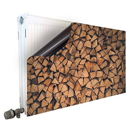 Smagnon Magneet radiatorombouw, radiatorafdekking, radiatorbekleding, radiator, motief hout, radiator hoogte: 60 cm, lengte radiator: 70 cm