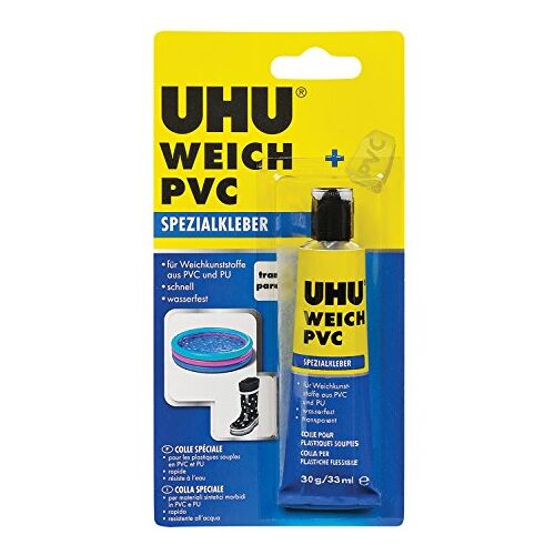 UHU Speciale lijm zacht pvc, speciale lijm voor het lijmen van zacht pvc, transparant, tube 30 g