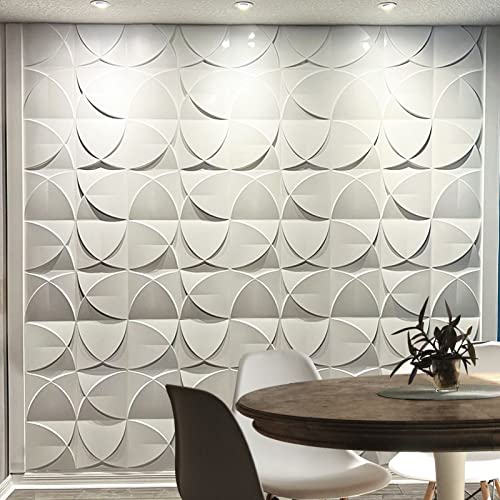 Art3d 33 stuks Decoratieve windmil ontwerp PVC 3D wandpanelen voor binnenwanddecoratie in woonkamer, slaapkamer in wit, 2,97㎡