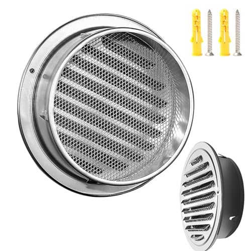 NEZIH Louvered Grille Cover Vent, RVS Luchtopeningen, Grille Ventilatie, met ingebouwde Screen Mesh/200Mm/7.9In