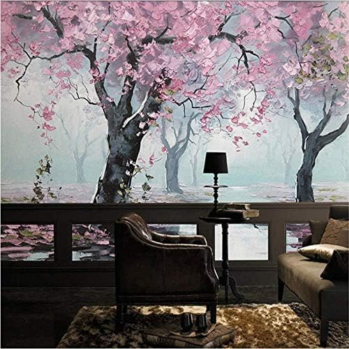 XLMING Abstract Handgeschilderd Landschap Waterfinanciering Landschapsmuur Bloemenschildering Muur 3D Behang Woonkamer TV Slaapkamer Bedroom Decoration Living Room Bank-150cm×105cm