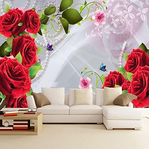 XLMING Rode Rozen Bloem Decoratie 3D Behang Tv Achtergrond Eetkamer Decoratie Slaapkamer Woonkamer Bank Mural-400cm×280cm