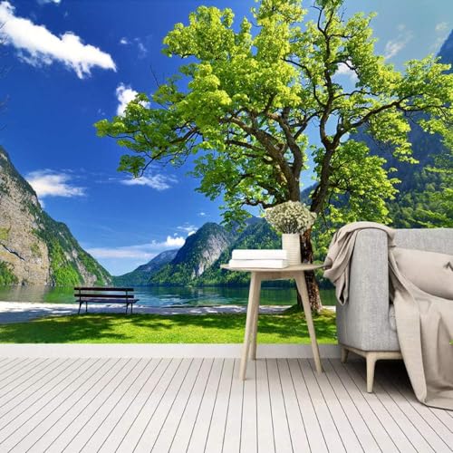 Wallpaper-3D-XLM Foto Behang 3D Groene Bergbomen Natuurlijk Landschap Grote Muurschildering Woonkamer Woonkamer Slaapkamer 3D Behang Effect Mural Slaapkamer Woonkamer Fotobehang Muurschilderingen-300cm×210cm