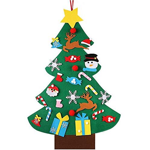 Jiahuade Doe-het-zelf kerstboomdecoratie, nieuwjaar deur, wandbehang, decoratie, ornament, kerstwandbekleding, decoratie, vilten kerstboomdecoratie, hangende decoratie, doe-het-zelf kerstboom set, doe-het-zelf