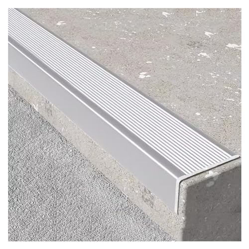 HDYZJQ Antislip traptreden zilver voor buiten indoor trappen, metalen treden veiligheidstreden voor trappen en veranda, decoratieve trapranden (kleur: zilver-1 stuks, maat: B5x3cm-L120cm)