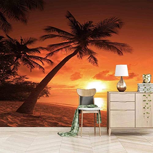 CCACHE Stickers Kokospalm in De Zee bij Schemer Inch Muur Foto Decoratie Muurschildering Behang Kunst Stickers Giant Posters Ph 3D Behang Home Decor Plakken Woonkamer De Muur voor Slaapka