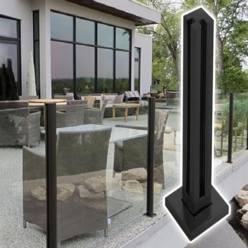 FOknYkm Glazen balustrade terrasdek glazen relingpaal, zwart vierkant glazen balustradesysteem, op de vloer gemonteerde glazen vangrail 1 stuks Vaste paal (Color : Corner Post, Size : 95cm/37.4")