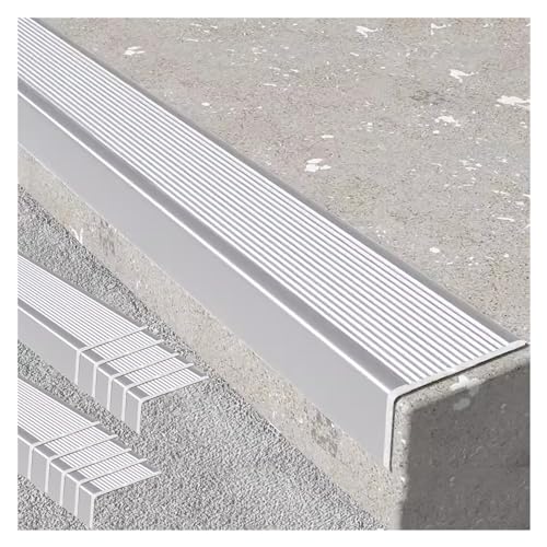 HDYZJQ Antislip traptreden zilver voor buiten indoor trappen, metalen treden veiligheidstreden voor trappen en veranda, decoratieve trapranden (kleur: zilver-10 stuks, maat: B5 x 3 cm-L120 cm)