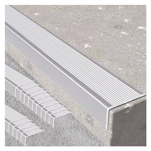 HDYZJQ Antislip traptreden zilver voor buiten indoor trappen, metalen treden veiligheidstreden voor trappen en veranda, decoratieve trapranden (kleur: zilver-15 stuks, maat: B5 x 3 cm-L150 cm)