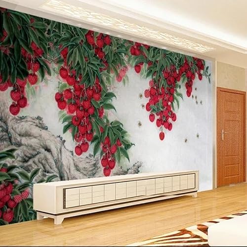 YUSENHUA Muurschildering 3d woonkamer behang geschilderd rood fruit slaapkamer achtergrond muur decoratie zijde stof stickers schilderij