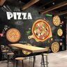 XLMING Cartoon Handgeschilderd Pizza Fast Food Restaurant Hamburger Restaurant Foto'S Restaurant Achtergrond Muur 3D Behang-350cm×256cm