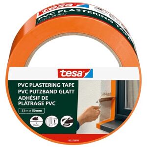tesa Bepleisteringstape PVC pleistertape met versterkte PVC-drager bescherming bij pleisterwerk buiten temperatuurbestendig, scheurbaar met de hand 33 m x 50 mm oranje tesa Bepleisteringstape PVC pleistertape met versterkte PVC-drager bescherming bij pleisterwerk buiten temperatuurbestendig, scheurbaar met de hand 33 m x 50 mm oranje