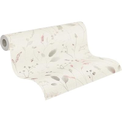 A.S. Création vliesbehang met gras"motief in wit, bruin, groen, roze, grijs – florale behang 10,05 m x 0,53 m – 791703 A.S. Création vliesbehang met gras"motief in wit, bruin, groen, roze, grijs – florale behang 10,05 m x 0,53 m – 791703