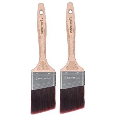 ROLLINGDOG 2 stuks 2,5 inch verfkwastenset schuin snijden in verfborstels voor nauwkeurig detail trimmen en retoucheren ROLLINGDOG 2 stuks 2,5 inch verfkwastenset schuin snijden in verfborstels voor nauwkeurig detail trimmen en retoucheren