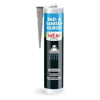 MEM 30618253 Manhattan Bad- & sanitair siliconen 300 ml Duurzaam elastisch siliconenafdichtmiddel met bescherming tegen schimmelvorming, binnen en buiten, klaar voor gebruik MEM 30618253 Manhattan Bad- & sanitair siliconen 300 ml Duurzaam elastisch siliconenafdichtmiddel met bescherming tegen schimmelvorming, binnen en buiten, klaar voor gebruik