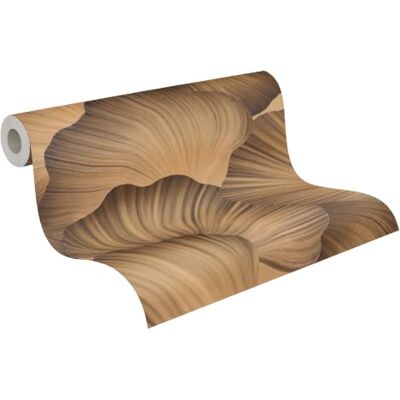 A.S. Création Vliesbehang 3D-waaiers – bruin, goud – 10,05 x 0,53 m Naadloos behang met plastische diepte – glanzend, edele reliëfwerking, restloos droog afneembaar A.S. Création Vliesbehang 3D-waaiers – bruin, goud – 10,05 x 0,53 m Naadloos behang met plastische diepte – glanzend, edele reliëfwerking, restloos droog afneembaar