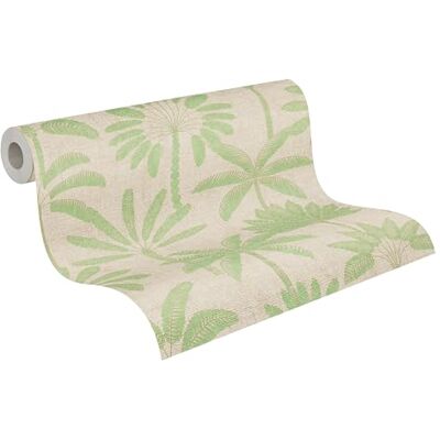 A.S. Création vliesbehang met palmbladmotief in beige, crème, groen, metallic – exotisch junglebehang 10,05 m x 0,53 m – 791632 A.S. Création vliesbehang met palmbladmotief in beige, crème, groen, metallic – exotisch junglebehang 10,05 m x 0,53 m – 791632