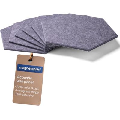 magnetoplan EcoAware Akoestische wandpanelen, 6 stuks, geluidsisolatie + wanddecoratie voor woon- en slaapkamer, kantoor, thuisbioscoop en gamingkamer, eenvoudige montage, zelfklevende wandpanelen magnetoplan EcoAware Akoestische wandpanelen, 6 stuks, geluidsisolatie + wanddecoratie voor woon- en slaapkamer, kantoor, thuisbioscoop en gamingkamer, eenvoudige montage, zelfklevende wandpanelen