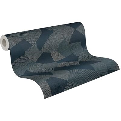 A.S. Création vliesbehang met geometrisch design in blauw, beige, metallic – grafisch behang met metallic effect 10,05 m x 0,53 m – 791603 A.S. Création vliesbehang met geometrisch design in blauw, beige, metallic – grafisch behang met metallic effect 10,05 m x 0,53 m – 791603