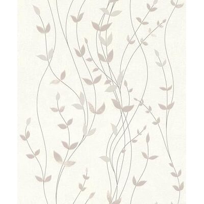 Rasch Behang 416022 Licht vliesbehang crèmewit met structuur en kleine bladerranken in beige en taupe Collectie: Deco Style Rasch Behang 416022 Licht vliesbehang crèmewit met structuur en kleine bladerranken in beige en taupe Collectie: Deco Style