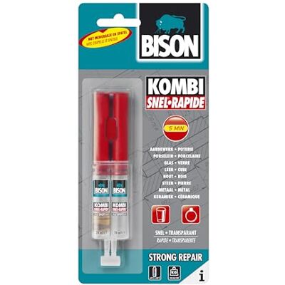 Bison 2-Componentenlijm Kombi Snel 25g snelle en glasheldere 2-componenten epoxylijm in een handige verpakking, inclusief spatel, mengbakje, super sterk Bison 2-Componentenlijm Kombi Snel 25g snelle en glasheldere 2-componenten epoxylijm in een handige verpakking, inclusief spatel, mengbakje, super sterk