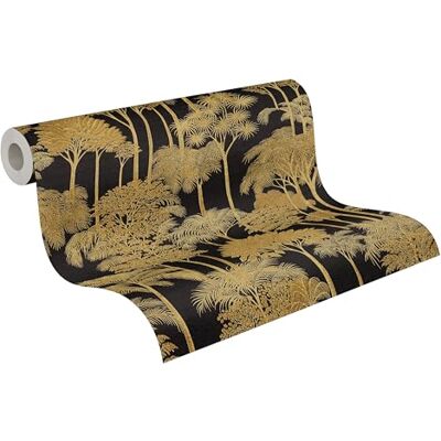 A.S. Création vliesbehang met palmbladmotief in zwart, goud, metallic – exotisch junglebehang 10,05 m x 0,53 m – 791623 A.S. Création vliesbehang met palmbladmotief in zwart, goud, metallic – exotisch junglebehang 10,05 m x 0,53 m – 791623