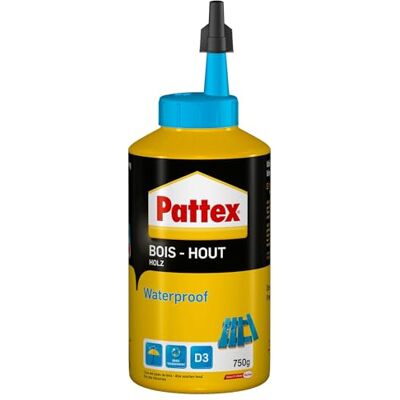 Pattex Houtlijm Waterproof 750 g, Waterbestendig Waterbestendig D3, Tot 60 kg/cm², Ideaal voor parket en vochtige ruimtes, Schimmelbestendig, Droogt transparant op. Pattex Houtlijm Waterproof 750 g, Waterbestendig Waterbestendig D3, Tot 60 kg/cm², Ideaal voor parket en vochtige ruimtes, Schimmelbestendig, Droogt transparant op.