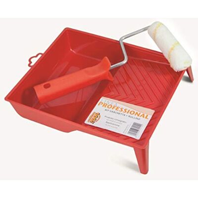 PENNELLIFICIO 2000 Verfroller- en verfbak, verfrollerset, verfroller, oplosmiddelbestendig, afmetingen 10 cm, diameter 15 mm, Made in Italy PENNELLIFICIO 2000 Verfroller- en verfbak, verfrollerset, verfroller, oplosmiddelbestendig, afmetingen 10 cm, diameter 15 mm, Made in Italy