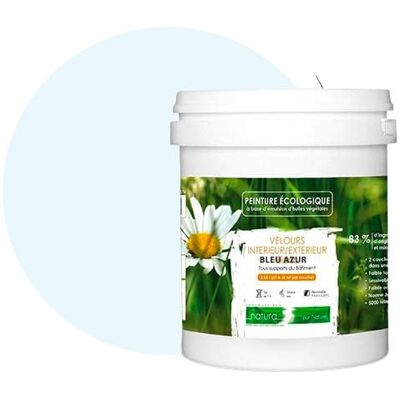 BOX DECO COULEURS Natura Natuurverf, ecologisch, voor binnen en buiten, velours-look, 1 l, azuurblauw BOX DECO COULEURS Natura Natuurverf, ecologisch, voor binnen en buiten, velours-look, 1 l, azuurblauw