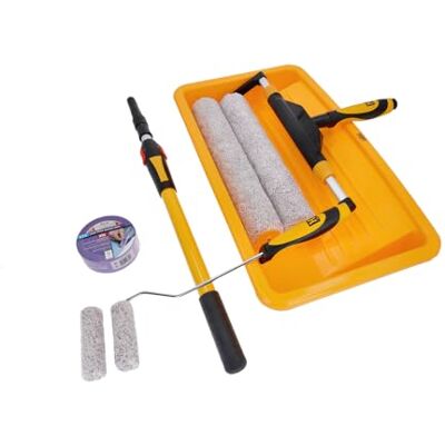 HARDY WORKING TOOLS 7-delige schilderset Speedy 40, 2x grote verfroller 40 cm, kleine rolverfroller 10 cm, 1x verfbak 58 cm, telescopische schilderstang 60 cm – 94 cm, schilderstape 38 mm HARDY WORKING TOOLS 7-delige schilderset Speedy 40, 2x grote verfroller 40 cm, kleine rolverfroller 10 cm, 1x verfbak 58 cm, telescopische schilderstang 60 cm – 94 cm, schilderstape 38 mm