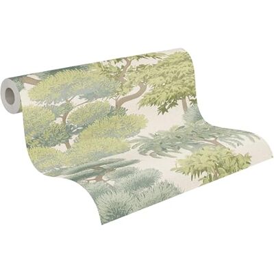 A.S. Création vliesbehang met boommotief in groen, crème, beige, grijs, metallic – bosbehang 10,05 m x 0,53 m – 791613 A.S. Création vliesbehang met boommotief in groen, crème, beige, grijs, metallic – bosbehang 10,05 m x 0,53 m – 791613
