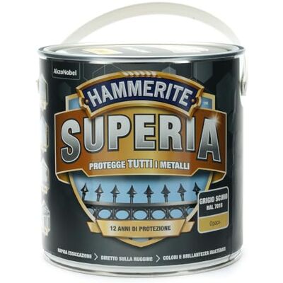 Hammerite Superia roestwerende lak voor binnen en buiten, mat, donkergrijs, 2,5 l Hammerite Superia roestwerende lak voor binnen en buiten, mat, donkergrijs, 2,5 l