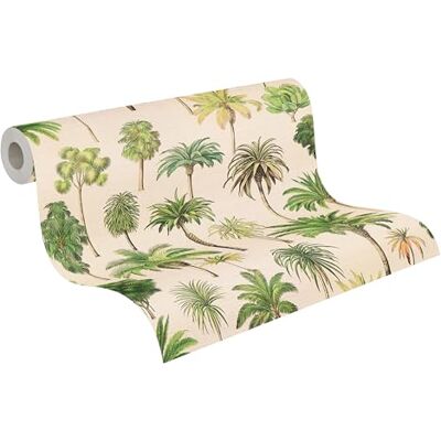 A.S. Création vliesbehang met palmbladmotief in beige, crème, groen, geel – exotisch junglebehang 10,05 m x 0,53 m – 791711 A.S. Création vliesbehang met palmbladmotief in beige, crème, groen, geel – exotisch junglebehang 10,05 m x 0,53 m – 791711