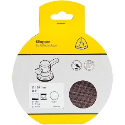 KLINGSPOR Schuurroosterset AN 400 (voor verf, lak, plamuurmassa en nog veel meer, voor oppervlaktebewerking, 125 mm) 367328 KLINGSPOR Schuurroosterset AN 400 (voor verf, lak, plamuurmassa en nog veel meer, voor oppervlaktebewerking, 125 mm) 367328