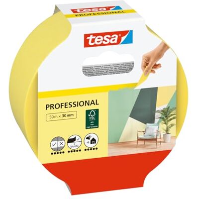 tesa Afplaktape Professional Geel 25 m x 38 mm Afplaktape van extra dun washi-papier voor bijzonder nauwkeurig afplakken bij schilderwerk, zowel binnen als buiten tesa Afplaktape Professional Geel 25 m x 38 mm Afplaktape van extra dun washi-papier voor bijzonder nauwkeurig afplakken bij schilderwerk, zowel binnen als buiten