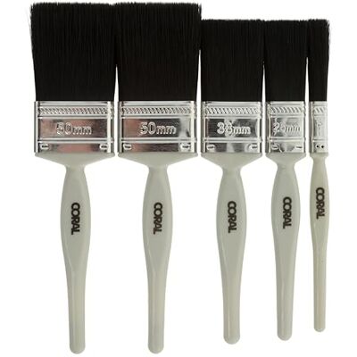 CORAL 31128 Waarde Synthetische Verf Borstels 5Pk voor Muren Plafonds, Opleggen, Algemeen Schilderen 5 Stuk Pack Set 0.5", 1", 1.5", 2X 2 CORAL 31128 Waarde Synthetische Verf Borstels 5Pk voor Muren Plafonds, Opleggen, Algemeen Schilderen 5 Stuk Pack Set 0.5", 1", 1.5", 2X 2