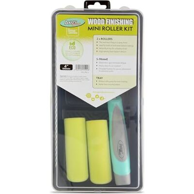 Axus Décor Axus Decor Verfbak- en rolset 4 inch verfrollerhoezen (2 stuks), met verfroller en frame rolhuls met houtafwerking, compatibel met oplosmiddel en verf op waterbasis, voor professionals en Axus Décor Axus Decor Verfbak- en rolset 4 inch verfrollerhoezen (2 stuks), met verfroller en frame rolhuls met houtafwerking, compatibel met oplosmiddel en verf op waterbasis, voor professionals en