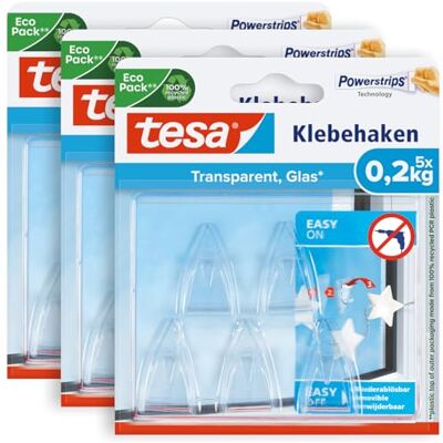 tesa Powerstrips DECO Haken SMALL 200 g 3 x 5 Decoratieve Haken Set van 3 zelfklevende haken voor bevestigen van decoraties op glas en spiegels dragen tot 200 g laat geen sporen achter tesa Powerstrips DECO Haken SMALL 200 g 3 x 5 Decoratieve Haken Set van 3 zelfklevende haken voor bevestigen van decoraties op glas en spiegels dragen tot 200 g laat geen sporen achter