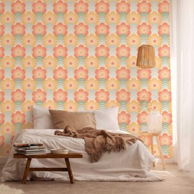 A.s. Création Retro Chic Behang - Grote Bloemen, Levendige Kleuren - Behang A.s. Création Retro Chic Behang - Grote Bloemen, Levendige Kleuren - Behang