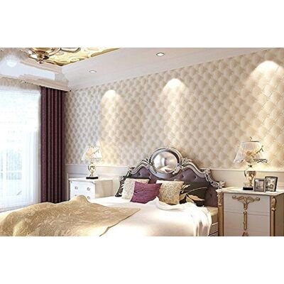HANMERO Moderne Luxe 3D Faux Leer Geweven 10m Vinyl Muurschildering Behang voor Woonkamer Slaapkamer Beige HANMERO Moderne Luxe 3D Faux Leer Geweven 10m Vinyl Muurschildering Behang voor Woonkamer Slaapkamer Beige