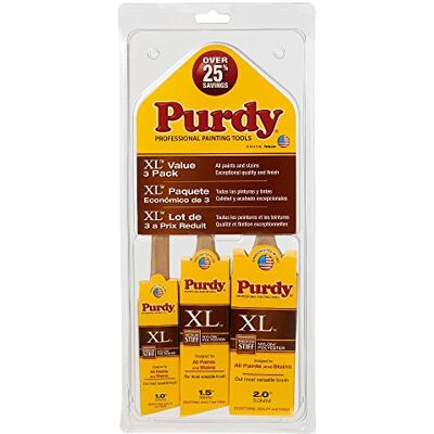 Purdy 3-delige borstelset, DuPont massief, rond en taps toelopende Tynex en Orel filamenten, Swkkf97, Pack van 3 Purdy 3-delige borstelset, DuPont massief, rond en taps toelopende Tynex en Orel filamenten, Swkkf97, Pack van 3