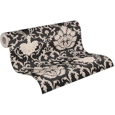 A.S. Création vliesbehang met ornamenten in zwart, crème – klassiek barokbehang 10,05 m x 0,53 m – 279477 A.S. Création vliesbehang met ornamenten in zwart, crème – klassiek barokbehang 10,05 m x 0,53 m – 279477