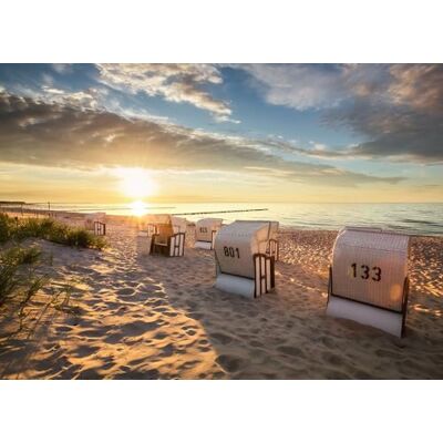 Rasch Behang 363449 Fotobehang op vlies met strandkorven aan zee bij zonsondergang in beige en bruin uit de collectie Magicwalls 2,65 m x 3,71 m (l x b) Rasch Behang 363449 Fotobehang op vlies met strandkorven aan zee bij zonsondergang in beige en bruin uit de collectie Magicwalls 2,65 m x 3,71 m (l x b)