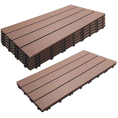 Relaxdays WPC-tegels 6 stuks, 60x30 cm, weerbestendig balkon/terras, kliksysteem, houtlook bruin Relaxdays WPC-tegels 6 stuks, 60x30 cm, weerbestendig balkon/terras, kliksysteem, houtlook bruin