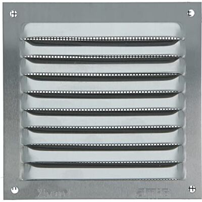 Amig Vierkant aluminium rooster met muggennet Ventilatierooster voor luchtuitlaat Ideaal voor keuken- en badkamerplafonds Afmetingen: 100 x 100 mm Zilverkleurig Amig Vierkant aluminium rooster met muggennet Ventilatierooster voor luchtuitlaat Ideaal voor keuken- en badkamerplafonds Afmetingen: 100 x 100 mm Zilverkleurig