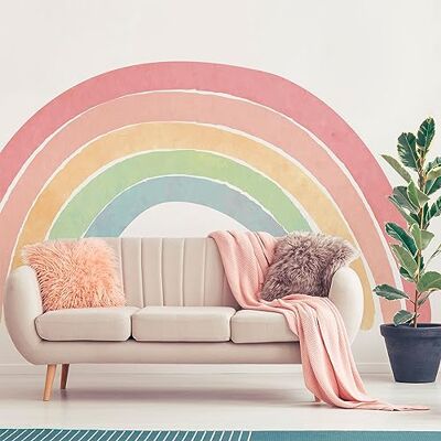 Ambiance Sticker Vliesbehang, voorgelijmd, reuzenmuurschilderingen, regenboog, pasteltekening, decoratieve lijm, 75 x 60 cm Ambiance Sticker Vliesbehang, voorgelijmd, reuzenmuurschilderingen, regenboog, pasteltekening, decoratieve lijm, 75 x 60 cm