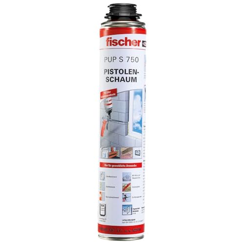 fischer Pistoolschuim PUP S 750, montageschuim voor vulling, isolatie en isolatie, luchtdicht en waterdicht bouwschuim voor schuimpistolen, 750 ml