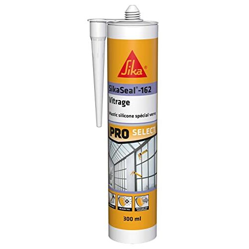 SIKA Seal-162 Beglazing, zwart, siliconen kit voor beglazingsvoegen, veranda's, kassen en tegels, binnen en buiten, 300 ml