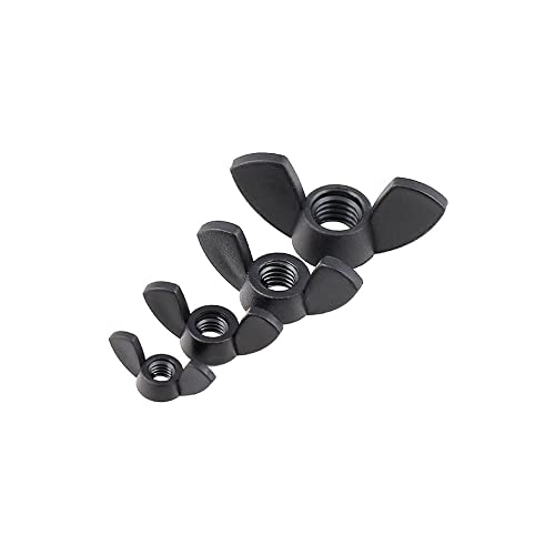 ZoRHac Vleugelmoeren, Handmoeren, Vlindermoer Zwart Wit Nylon Vleugelmoeren Hand Draai Plastic Vlindermoer Vleugelmoer M3 M4 M5 M6 M8 M10 M12 Vleugelmoeren (Color : Black-M10 (10pcs))